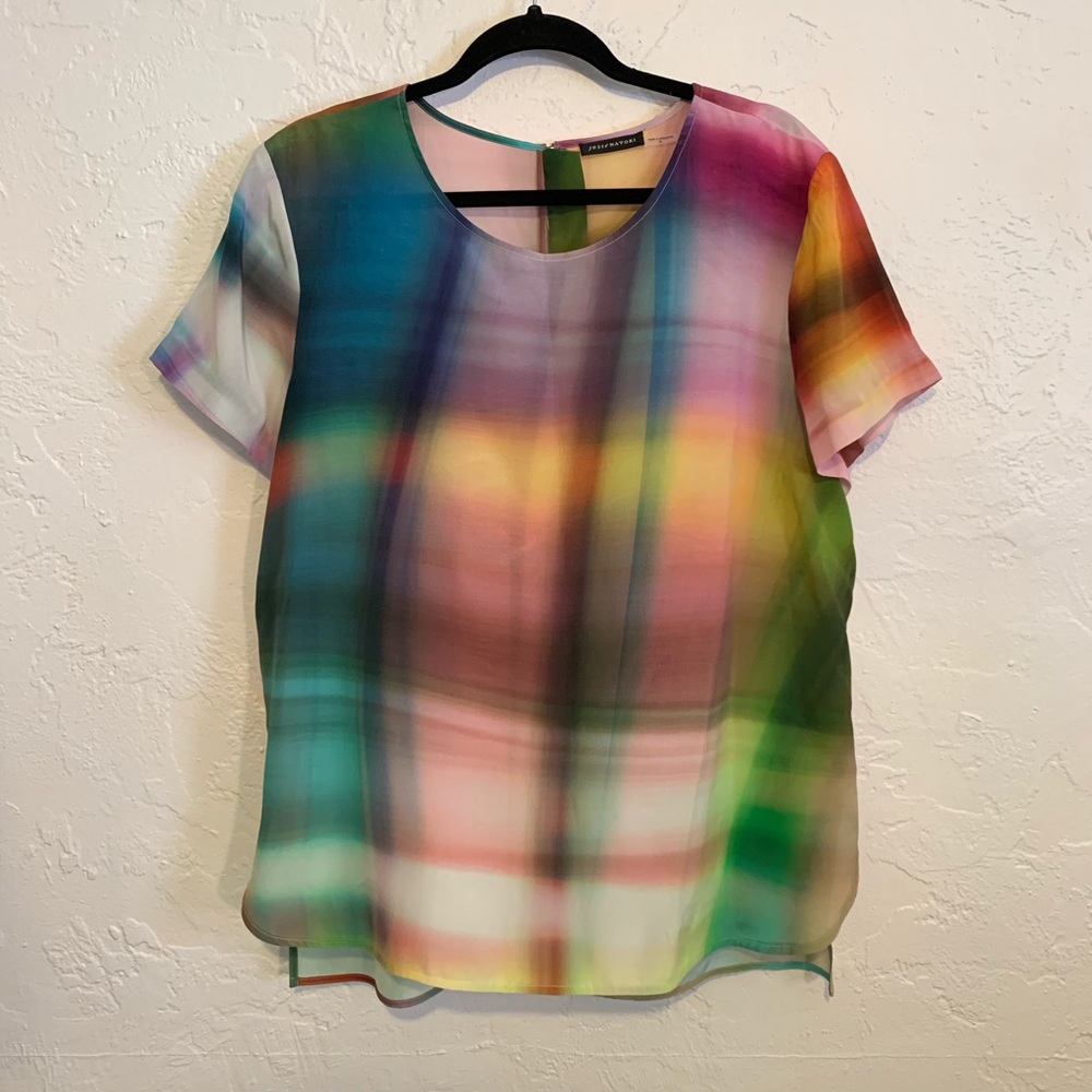 NWOT Josie Natori Silk Watercolor Top